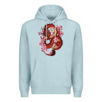 Blue Mist red dragon and sakura cherry blossoms Premium Hoodie - RanaPortraitStore
