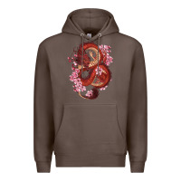 Coffee red dragon and sakura cherry blossoms Premium Hoodie - RanaPortraitStore