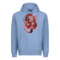 Colony Blue red dragon and sakura cherry blossoms Premium Hoodie - RanaPortraitStore