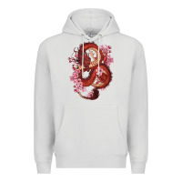 Dove Grey red dragon and sakura cherry blossoms Premium Hoodie - RanaPortraitStore