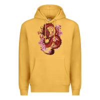 Mustard red dragon and sakura cherry blossoms Premium Hoodie - RanaPortraitStore