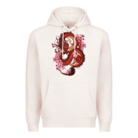 Pale Pink red dragon and sakura cherry blossoms Premium Hoodie - RanaPortraitStore