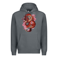 Rock red dragon and sakura cherry blossoms Premium Hoodie - RanaPortraitStore