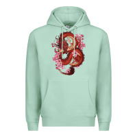 Seafoam red dragon and sakura cherry blossoms Premium Hoodie - RanaPortraitStore