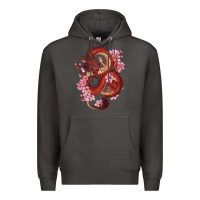 Smoke red dragon and sakura cherry blossoms Premium Hoodie - RanaPortraitStore