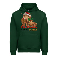 Forest Green Cow and Calves Christmas with My Family Urban Hoodie - RanaPortraitStore