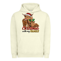 Pigment Pistachio Cow and Calves Christmas with My Family Urban Hoodie - RanaPortraitStore