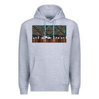 Heather Grey Rusty Sunflowers with Cowhide and Turquoise Premium Hoodie - RanaPortraitStore