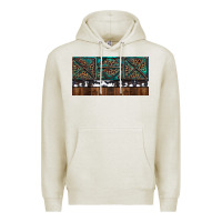 Oatmeal Heather Rusty Sunflowers with Cowhide and Turquoise Premium Hoodie - RanaPortraitStore