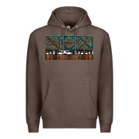 Coffee Rusty Sunflowers with Cowhide and Turquoise Premium Hoodie - RanaPortraitStore