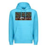 Ocean Blue Rusty Sunflowers with Cowhide and Turquoise Premium Hoodie - RanaPortraitStore