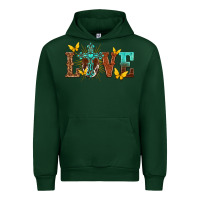 Foreset Green love with cross Urban Hoodie - texasbilliewilder