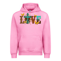 Fuchsia Pink love with cross Urban Hoodie - texasbilliewilder