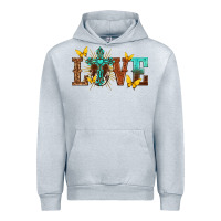 Heather Grey love with cross Urban Hoodie - texasbilliewilder