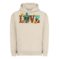 Pigment French Oak love with cross Urban Hoodie - texasbilliewilder