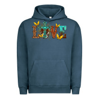 Pigment Midnight Navy love with cross Urban Hoodie - texasbilliewilder