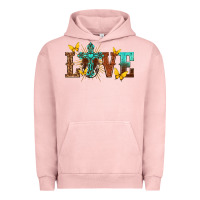 Pigment Salmon love with cross Urban Hoodie - texasbilliewilder