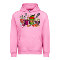 Fuchsia Pink lunch lady coffee cups Urban Hoodie - texasbilliewilder