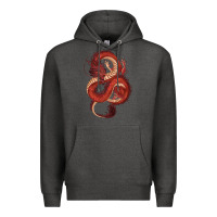 Charcoal Heather red dragon Premium Hoodie - RanaPortraitStore