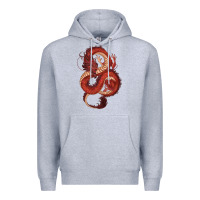 Heather Grey red dragon Premium Hoodie - RanaPortraitStore