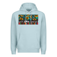 Blue Mist Rusty Sunflowers with Cowhide and Turquoise Premium Hoodie - RanaPortraitStore