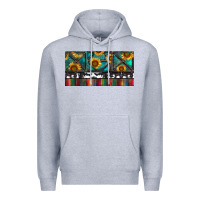 Heather Grey Rusty Sunflowers with Cowhide and Turquoise Premium Hoodie - RanaPortraitStore