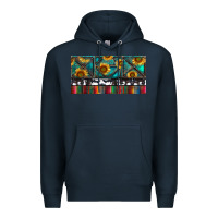 Navy Rusty Sunflowers with Cowhide and Turquoise Premium Hoodie - RanaPortraitStore