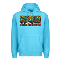 Ocean Blue Rusty Sunflowers with Cowhide and Turquoise Premium Hoodie - RanaPortraitStore