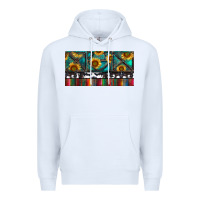 White Rusty Sunflowers with Cowhide and Turquoise Premium Hoodie - RanaPortraitStore