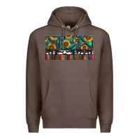 Coffee Rusty Sunflowers with Cowhide and Turquoise Premium Hoodie - RanaPortraitStore