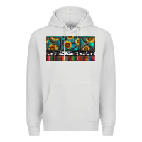 Dove Grey Rusty Sunflowers with Cowhide and Turquoise Premium Hoodie - RanaPortraitStore