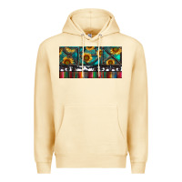 Pina Colada Rusty Sunflowers with Cowhide and Turquoise Premium Hoodie - RanaPortraitStore