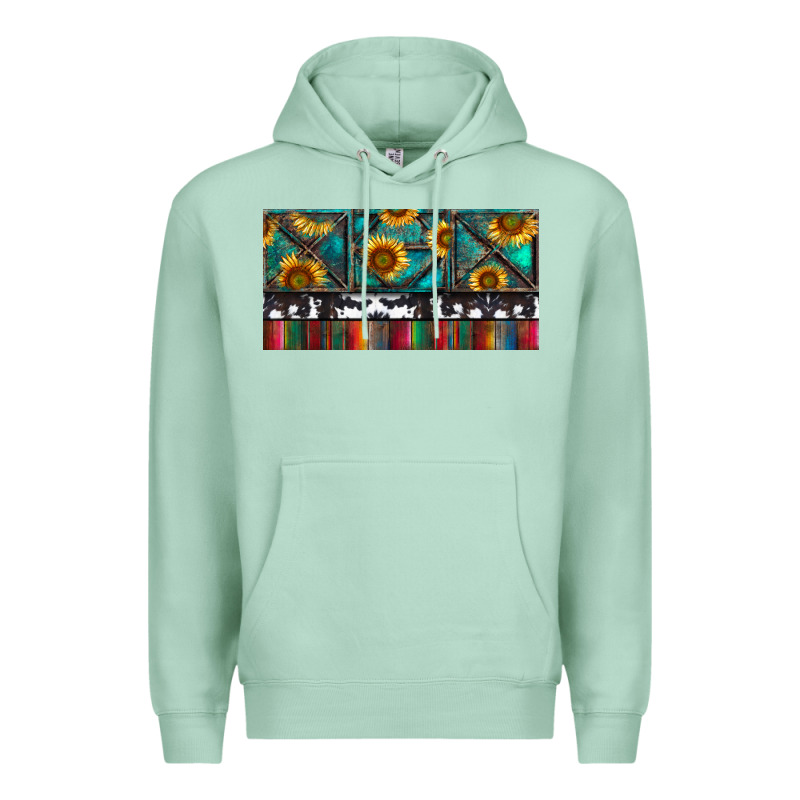 Rusty Sunflowers With Cowhide And Turquoise Premium Hoodie by RanaPortraitStore | Teevron