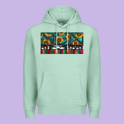 Rusty Sunflowers With Cowhide And Turquoise Premium Hoodie Designed By Ranaportraitstore