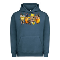 Pigment Midnight Navy monkey coffee cups Urban Hoodie - texasbilliewilder