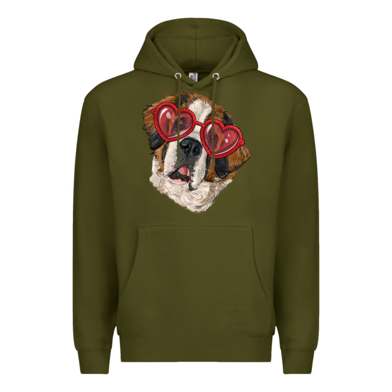 Saint Bernard With Love Glasses Premium Hoodie by RanaPortraitStore | Teevron