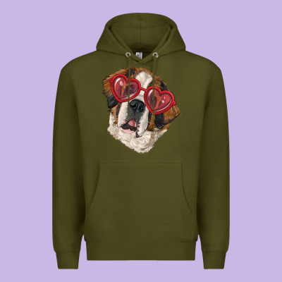 Saint Bernard With Love Glasses Premium Hoodie Designed By Ranaportraitstore