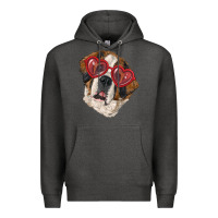 Charcoal Heather Saint bernard with love glasses Premium Hoodie - RanaPortraitStore