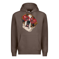 Coffee Saint bernard with love glasses Premium Hoodie - RanaPortraitStore