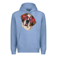 Colony Blue Saint bernard with love glasses Premium Hoodie - RanaPortraitStore