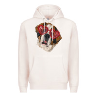 Pale Pink Saint bernard with love glasses Premium Hoodie - RanaPortraitStore
