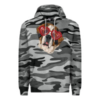 Slate Camo Saint bernard with love glasses Premium Hoodie - RanaPortraitStore