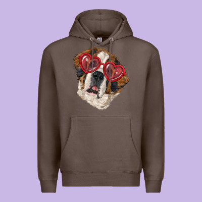 Saint Bernard With Love Glasses Premium Hoodie Designed By Ranaportraitstore