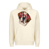 Sandshell Saint bernard with love glasses Premium Hoodie - RanaPortraitStore