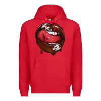 Red sports lips american football Premium Hoodie - texasbilliewilder