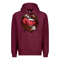 Burgundy sports lips american football Premium Hoodie - texasbilliewilder