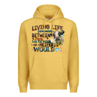 Antique Gold living life somewhere between jesus take the wheel Premium Hoodie - Zillion Design Studio