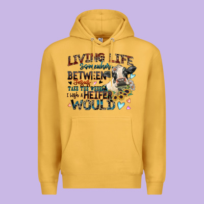 Living Life Somewhere Between Jesus Take The Wheel Premium Hoodie Designed By Zillion Design Studio