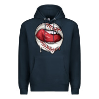 Navy sports lips baseball Premium Hoodie - texasbilliewilder