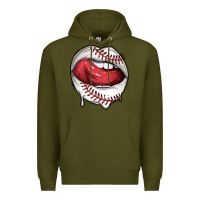 Army Green sports lips baseball Premium Hoodie - texasbilliewilder